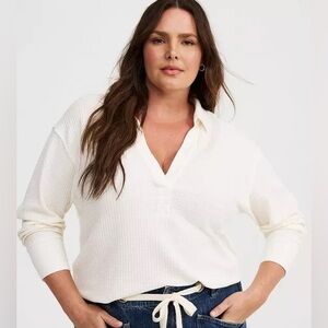 Torrid Ivory Waffle Knit Top